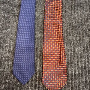 Valentino Tie Bundle 2 Ties Navy, and Blue and Orange Patterned Ties